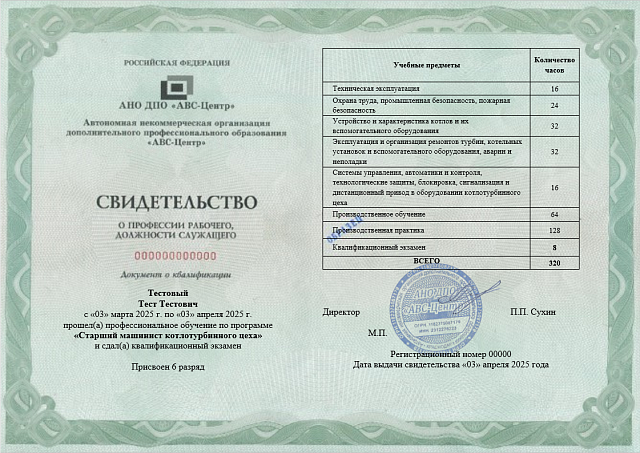 Старший машинист котлотурбинного цеха. Обучение дистанционно